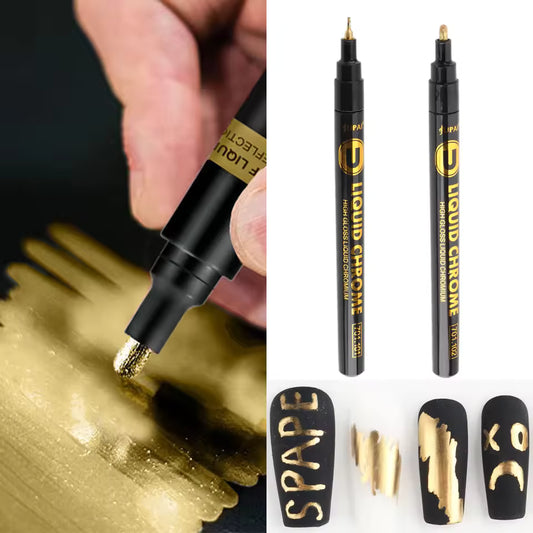 Chrome Gold Polish Nail Art Marker Pen Acrylic Painting Gel